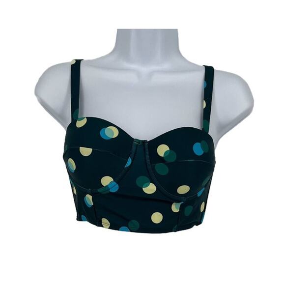 Swimsuit Contoured Bikini Top in Green & Multi Polk a Dot Print Size X-Small - Picture 2 of 8